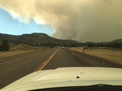 Lava Mountain fire encroaching on Hat Butte