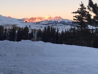 evening view from Teton Fly Fishing cabin 