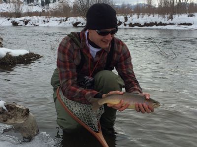 Jeremy showing off winter trout