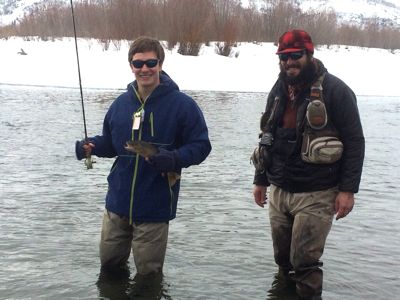 winter fly fishing on the snake river, jackson hole  
wyoming