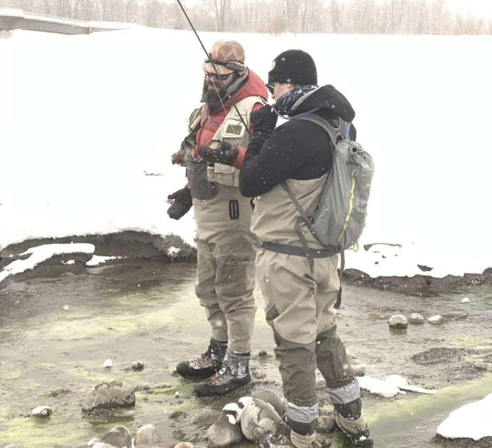 Snake River Winter Fishing Scene