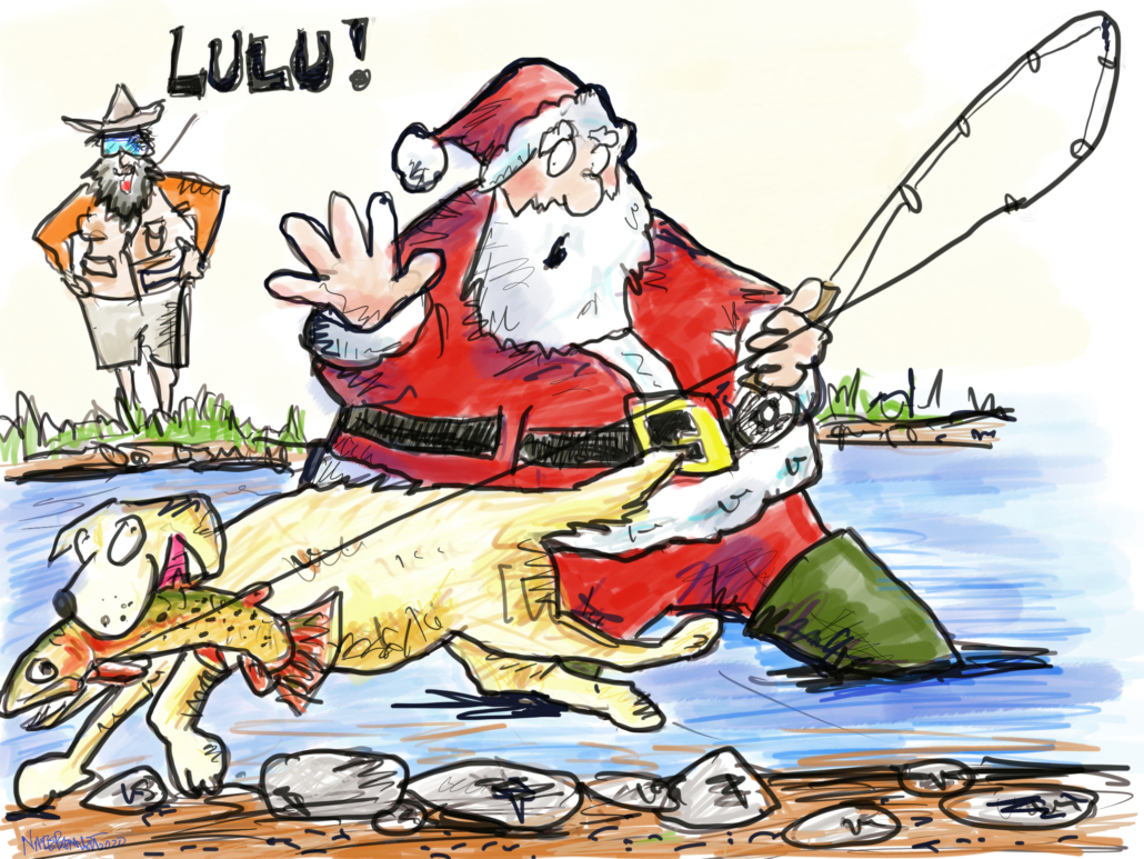 Christmas Merry Fishing Santa With Box Animated