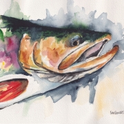 Brookie Head 11x14" watercolor on paper by Nate Bennett