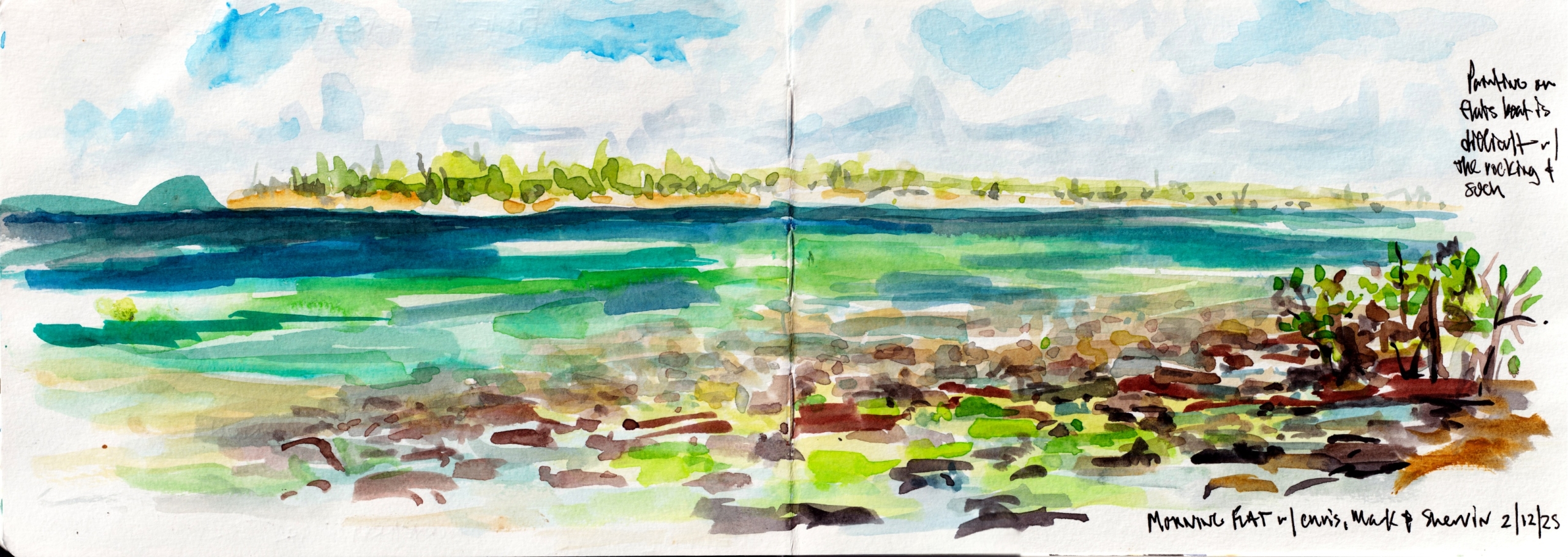 View From Flats, Bahama watercolor sketch by Nate Bennett