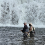 Nate guides an angler in Yellowstone National Park