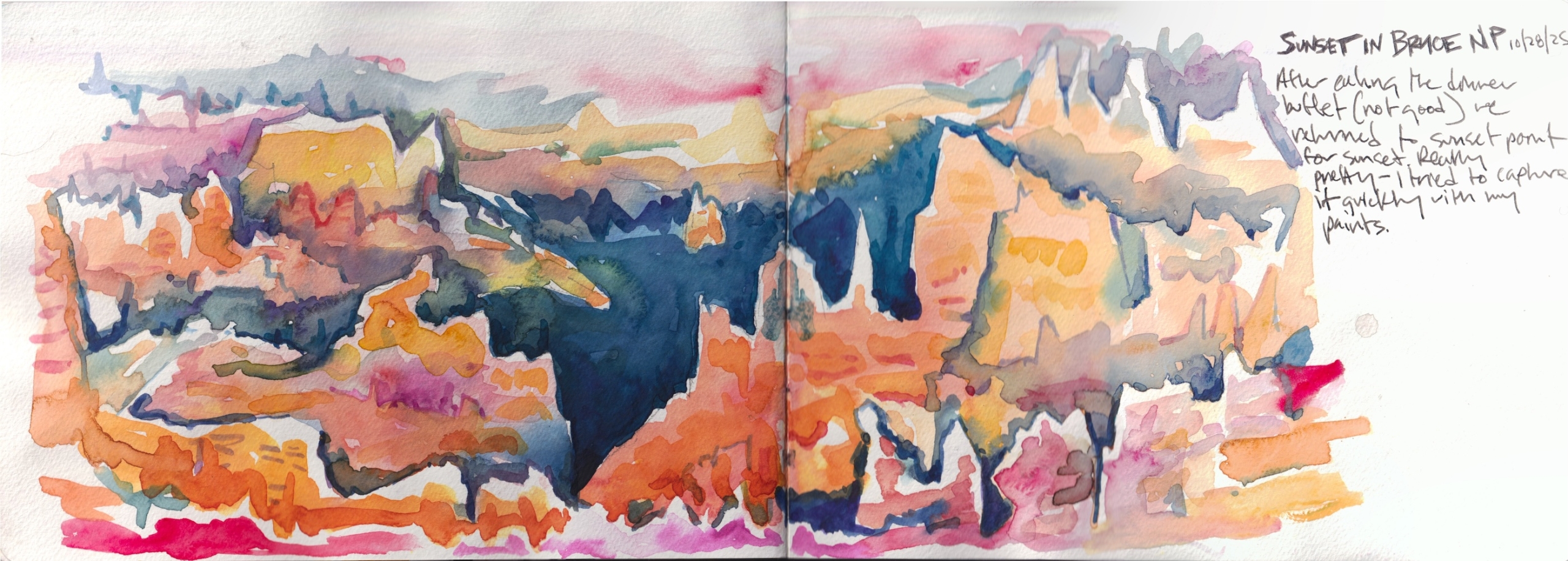 bryce sunset bryce at sunset. A sketch from Nate Bennett's watercolor journal